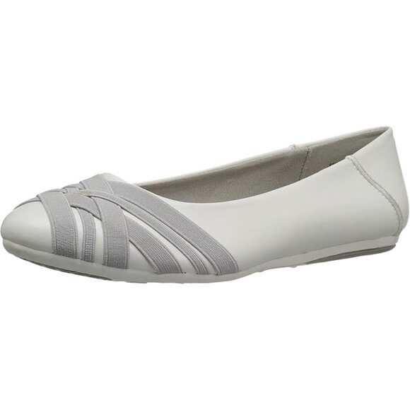 Aerosoles Size 8.5 White Spin Cycle Faux Leather Cross Weave Ballet Flats Shoes - Picture 1 of 7